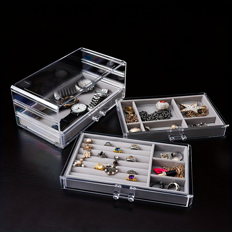 Plush Jewelry Tray Cabinet Drawer Style Jewelry Storage Box