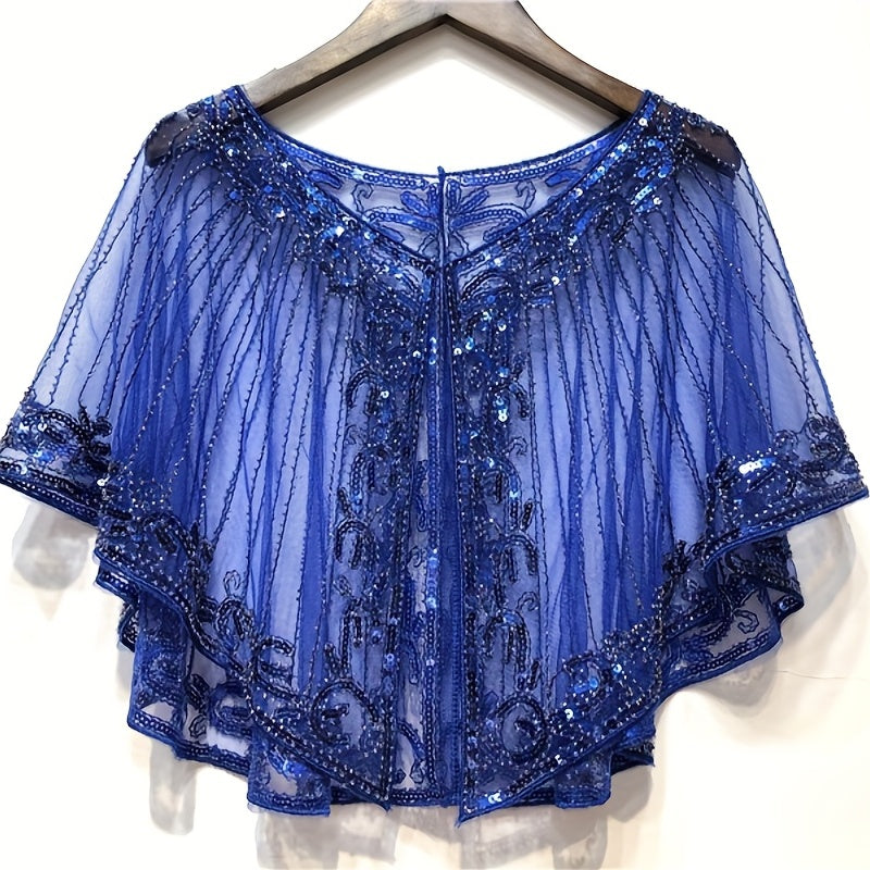 Vintage Sequin Embroidered Shawl 1920s Wraps Beaded Bridal Shawls