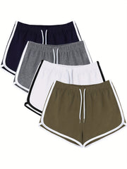 4 pack Women's Yoga Shorts with Drawstring Activewear for Running Gym