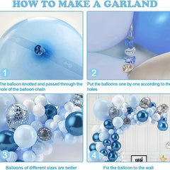 102pcs Balloons Arch Garland Kit Metallic Light Confetti Silvery Latex Balloons