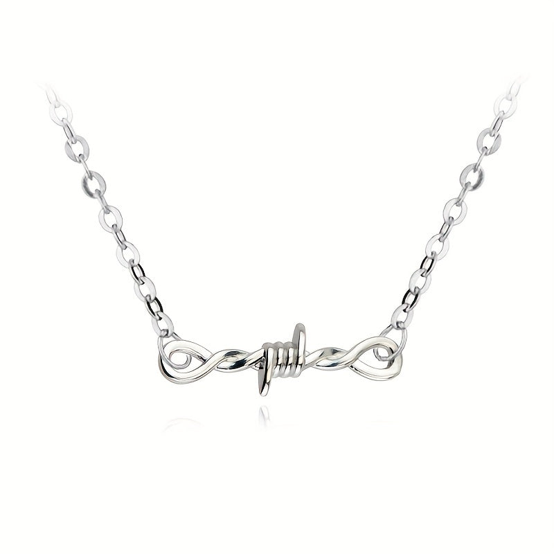Girl's Silver Barbed Wire Necklace Stainless Steel