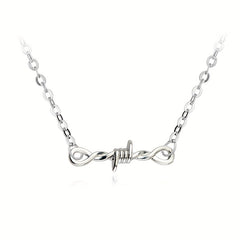 Girl's Silver Barbed Wire Necklace Stainless Steel