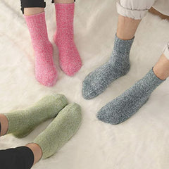 5 Pairs Thick Knit Warm Socks Soft & Comfy Mid Tube Socks Women's Stockings