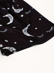 Starry Print Sleep Bottoms & Elastic Waistband Shorts Women's Loungewear