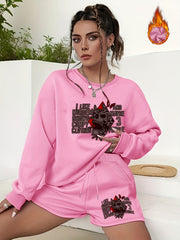 Women's Plus Halloween Graphic Sweatshirt & Shorts Set
