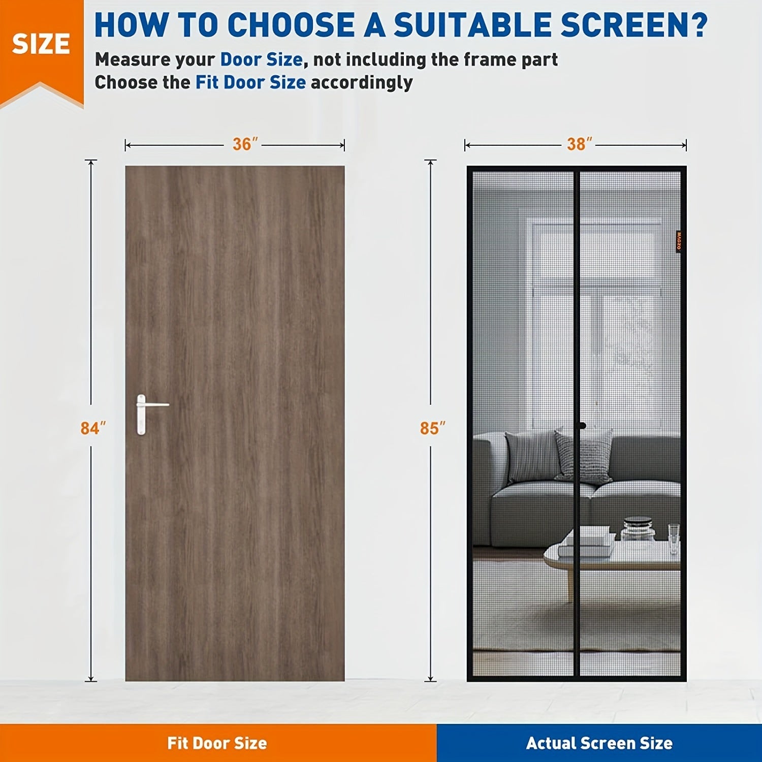 Magnetic Screen Door 91x208 cm Reinforced Fiberglass Curtain