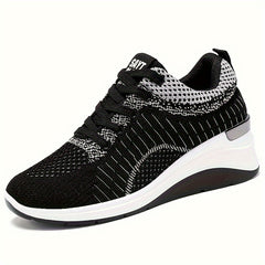 Women's Knitted Running Sneakers Comfortable Height Increase Sneakers