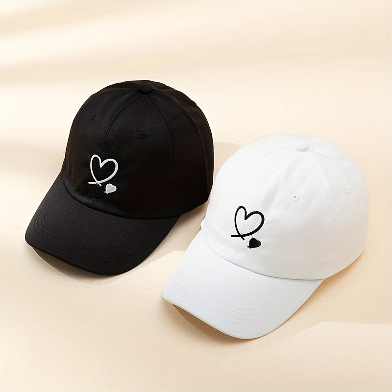 Couple Baseball Cap Heart Embroidery Sun Hat Adjustable Dad Hats