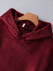 Graphic Print Fuzzy Loose Hoodie Casual Hooded Pocket Long Sleeve
