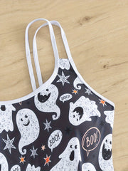 Ghost Print Tankini Set - Women's Plus Halloween Tank Top & Shorts