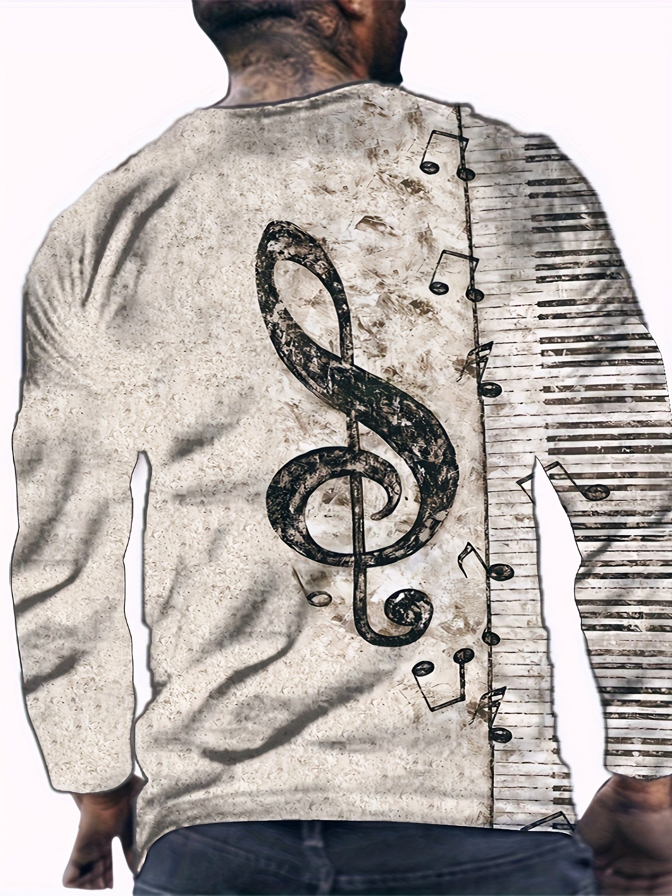Musical Note Print Men's Graphic Sweatshirt for Winter