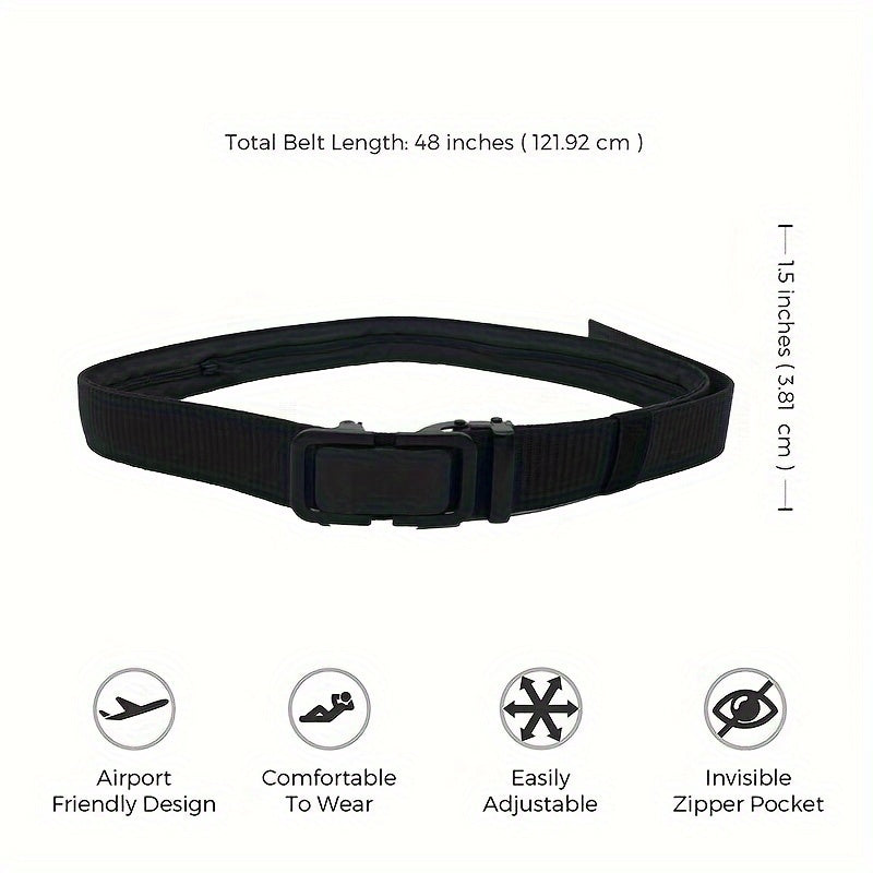 Men's Buckle Belt with Hidden Pocket Training Pants