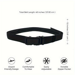 Men's Buckle Belt with Hidden Pocket Training Pants