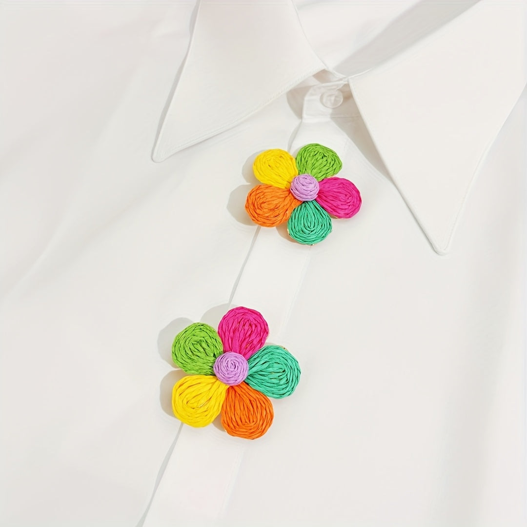 2pcs Floral Shirt Button Covers Multicolor Flower Business Wedding