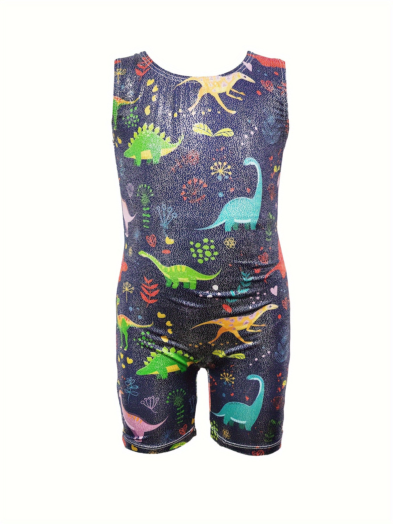 Girls Dino Print Gymnastics Outfits Comfy Workout Clothes