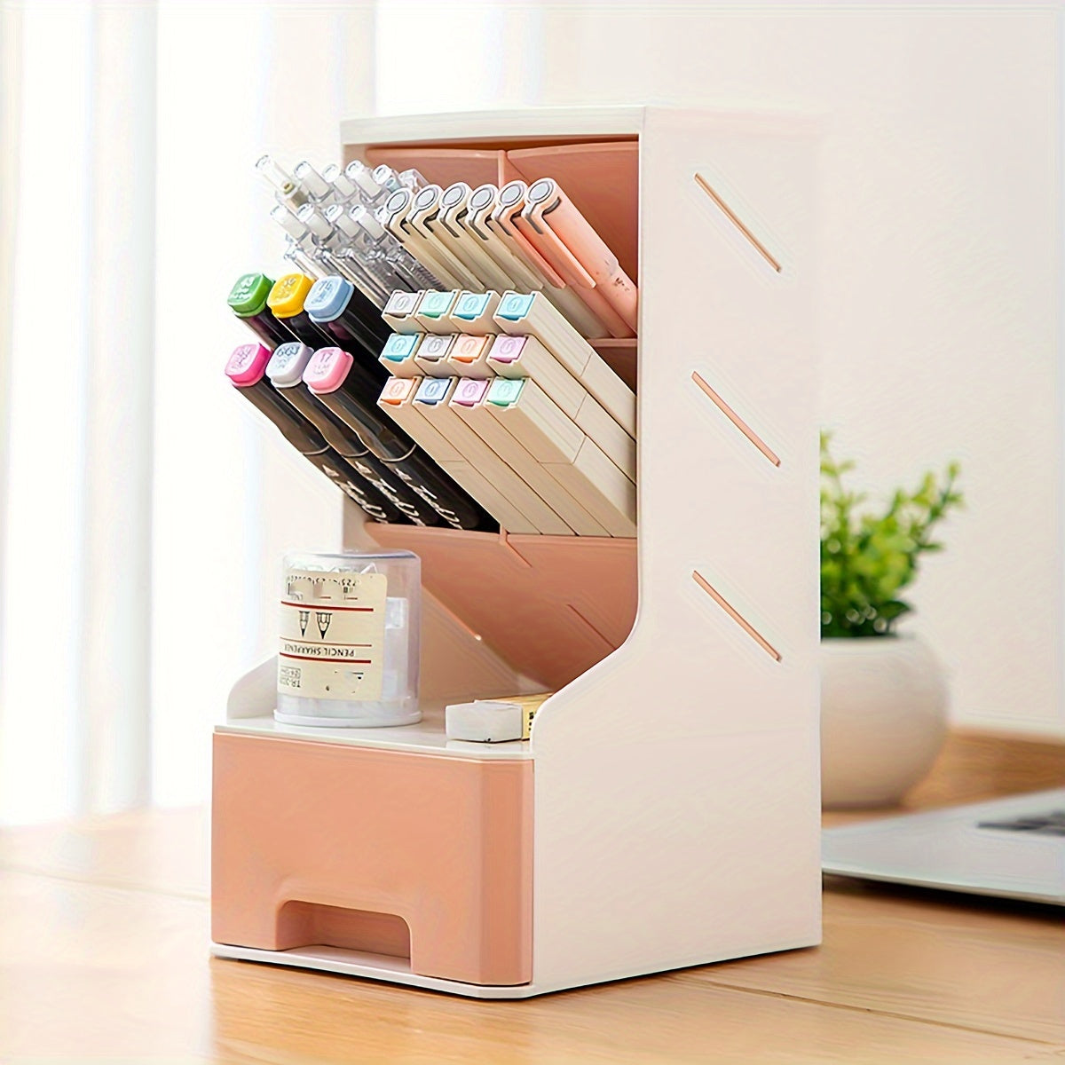 1pc Pen Holder Desktop Classification Stationery Supplies Storage Box