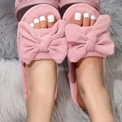 Women's Bowknot Decor Slippers Casual Solid Slip On Shoes