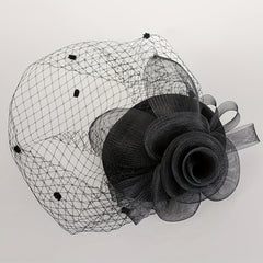 Mesh Flower Veil Handwork Fascinator for Tea Party Birthday Horce Racing Bridal
