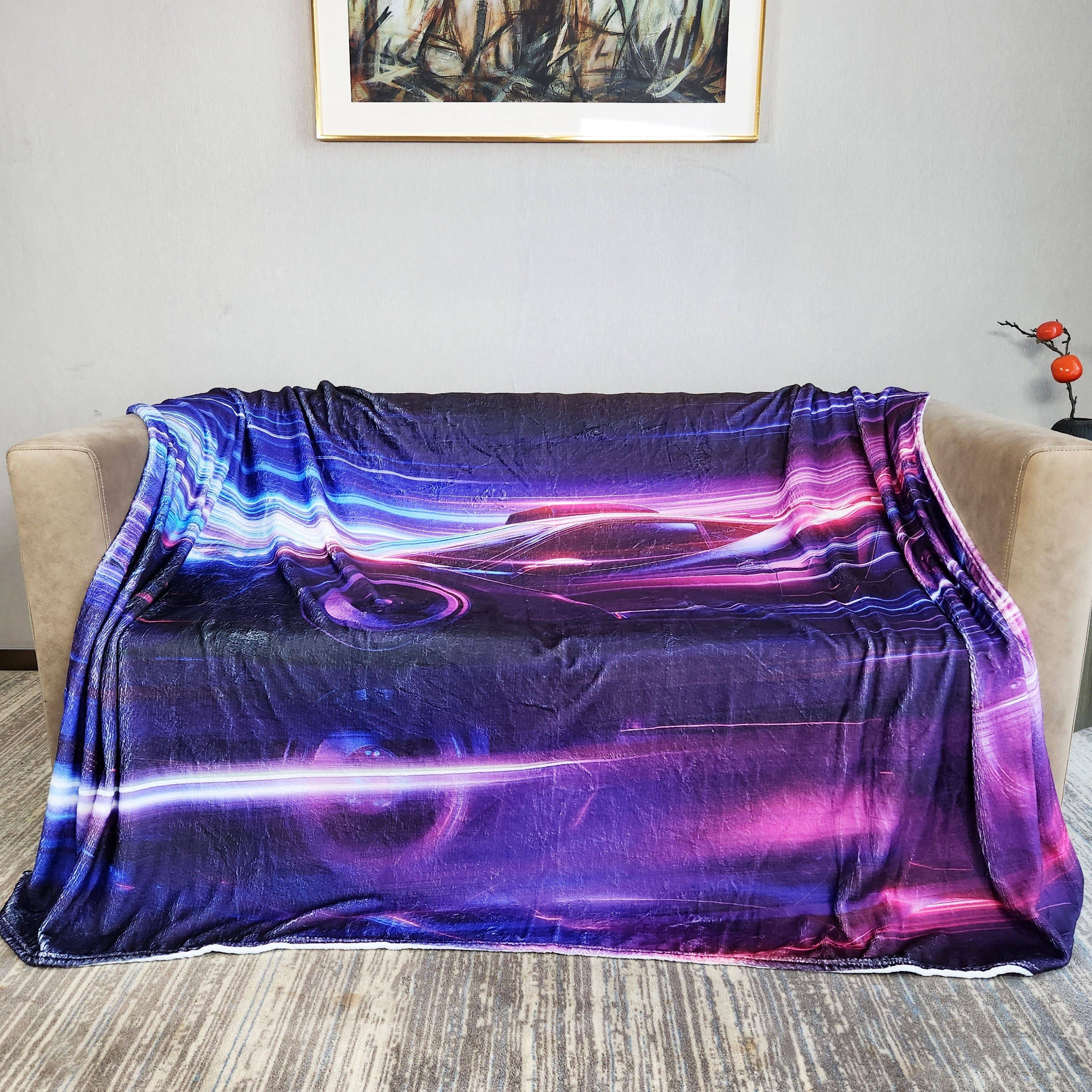 Creative Racing Digital Print Flannel Casual Blanket Soft & Comfortable Warm