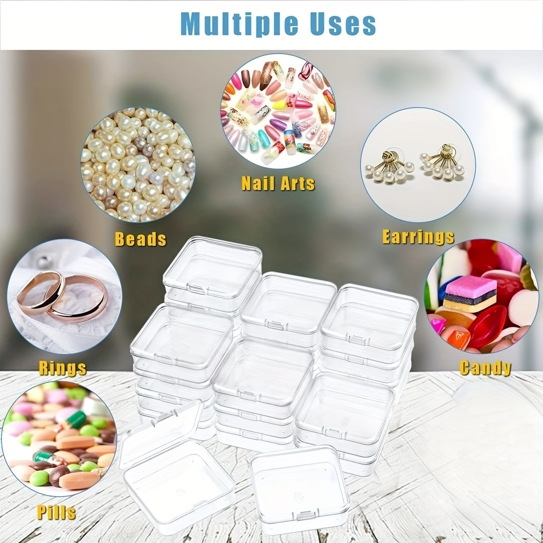 6pcs Transparent Square Plastic Box Jewelry Beads Container