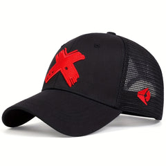 X Embroidery Unisex Trucker Hat Mesh Baseball Cap Lightweight Sunshade