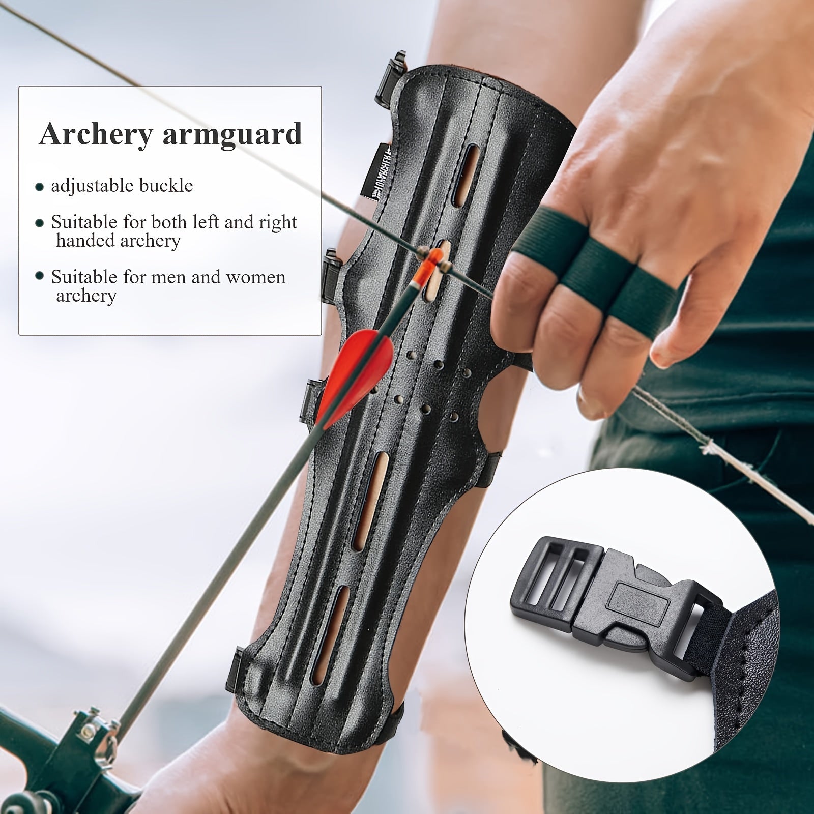 Archery Leather Arm Guard Long 4 Straps Forearm Protective Gear