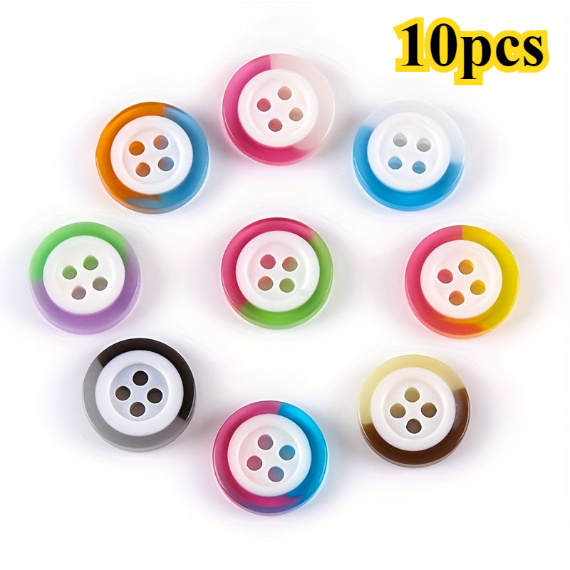 10pcs 12.5mm Resin Rainbow Candy Contrast Buttons DIY Sewing Craft Supplies