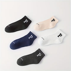 5 Pairs Letter Print Sports Short Socks Women's Stockings