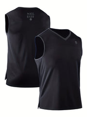 Men's Sleeveless V Neck Sports Vest Quick Dry Sweat Absorbing Tank