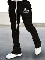 LA Print Flared Trousers Men's Casual Stretch Street Style Joggers