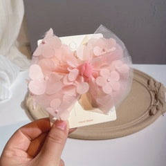 Baby Girls Flowers Mesh Bow Hair Clips Handcraft Headwear