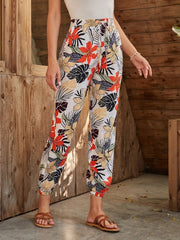 Leaves Print Jogger Pants Casual Random Print Wide Leg Pants