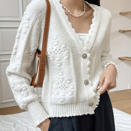 Solid Drop Shoulder Long Sleeve Knit Cardigan