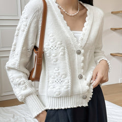 Solid Drop Shoulder Long Sleeve Knit Cardigan