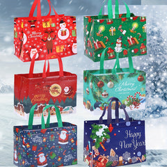 4pcs Gilding Christmas Gift Bags With Handles, Reusable Grocery Bags