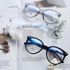 Oversized Computer Anti Light Glasses Round Metal Frame
