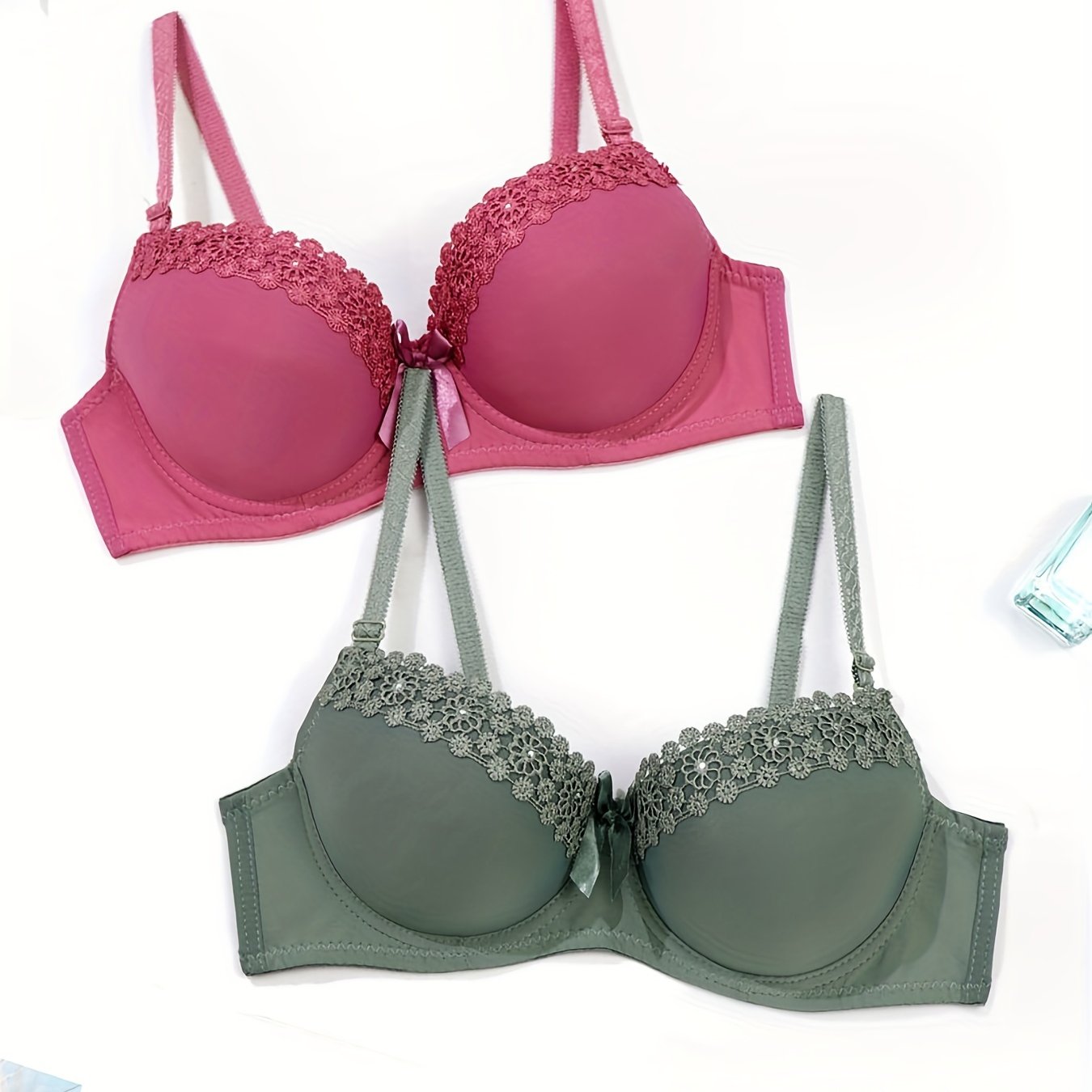 Push Up Bras with Contrast Lace Set of 2