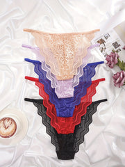 5pcs Lace Briefs Scallop Trim Panties Women's Lingerie