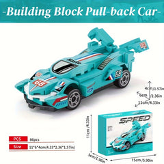 6pcs Mini Car Building Blocks Toy Pull Back Car Model ABS Material
