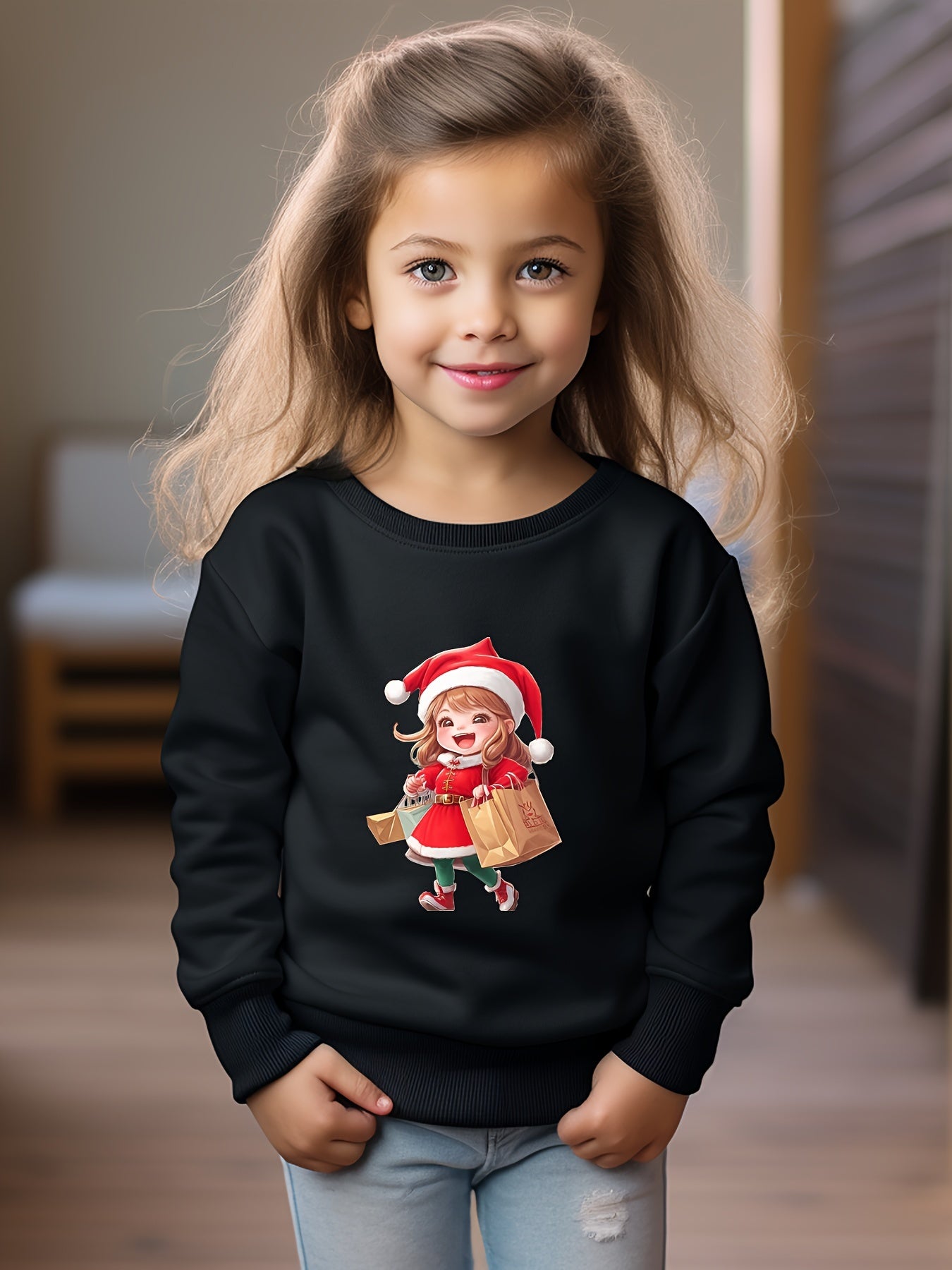 OERYUI Shopping Girl Graphic Sweatshirt Comfy Pullover Kids Clothes