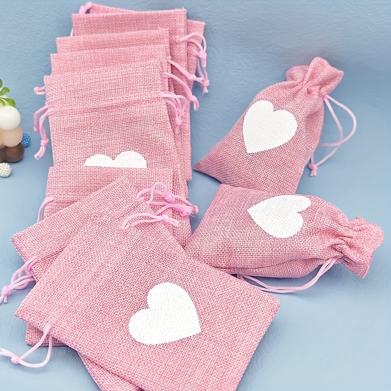 10pcs Love Linen Western Wedding Candy Bag Bundle Gift Bag