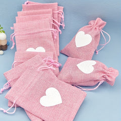 10pcs Love Linen Western Wedding Candy Bag Bundle Gift Bag