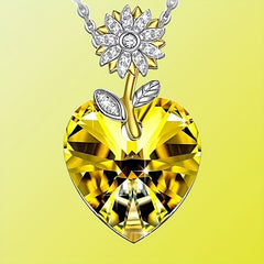 Girl's Sunflower Heart Necklace Pendant Romantic Christmas Gift