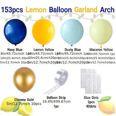153pcs Lemon Balloon Wreath Arch Set for Lemonade Parties Baby Showers