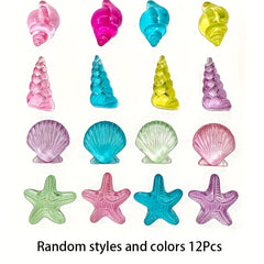 Assorted Acrylic Seashells for Beach Party Decor - 24pcs