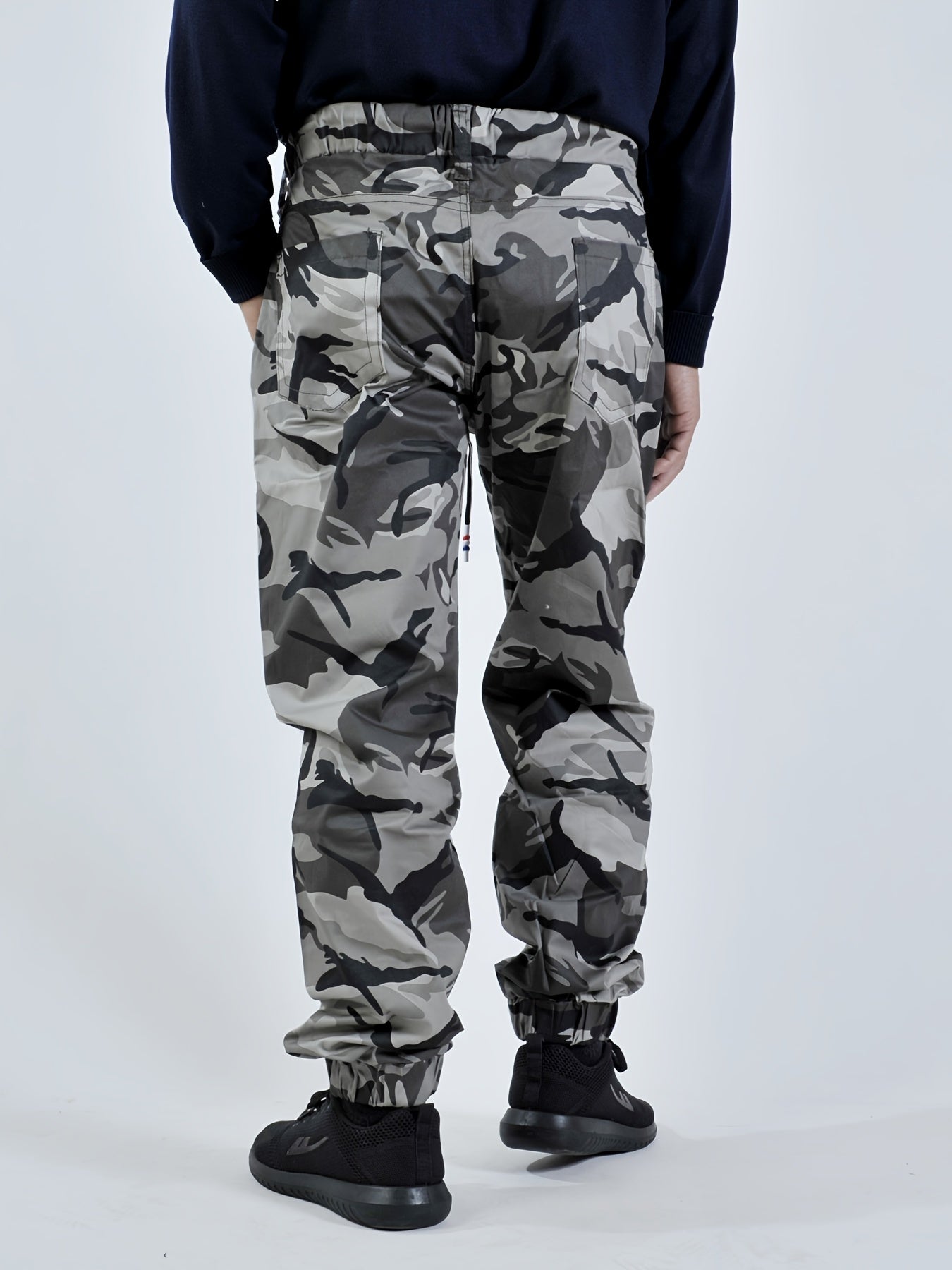 Men's Camo Cargo Pants Elastic Waist Casual Trousers