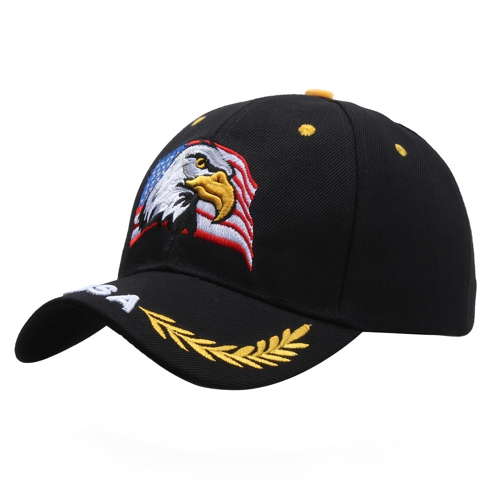 Patriotic Eagle & Flag Embroidered Baseball Cap Unisex Fishing Hat