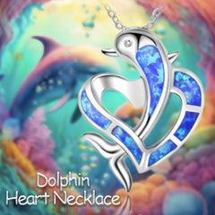 Dolphin Decor Heart Pendant Necklace - Party Gift For Girls