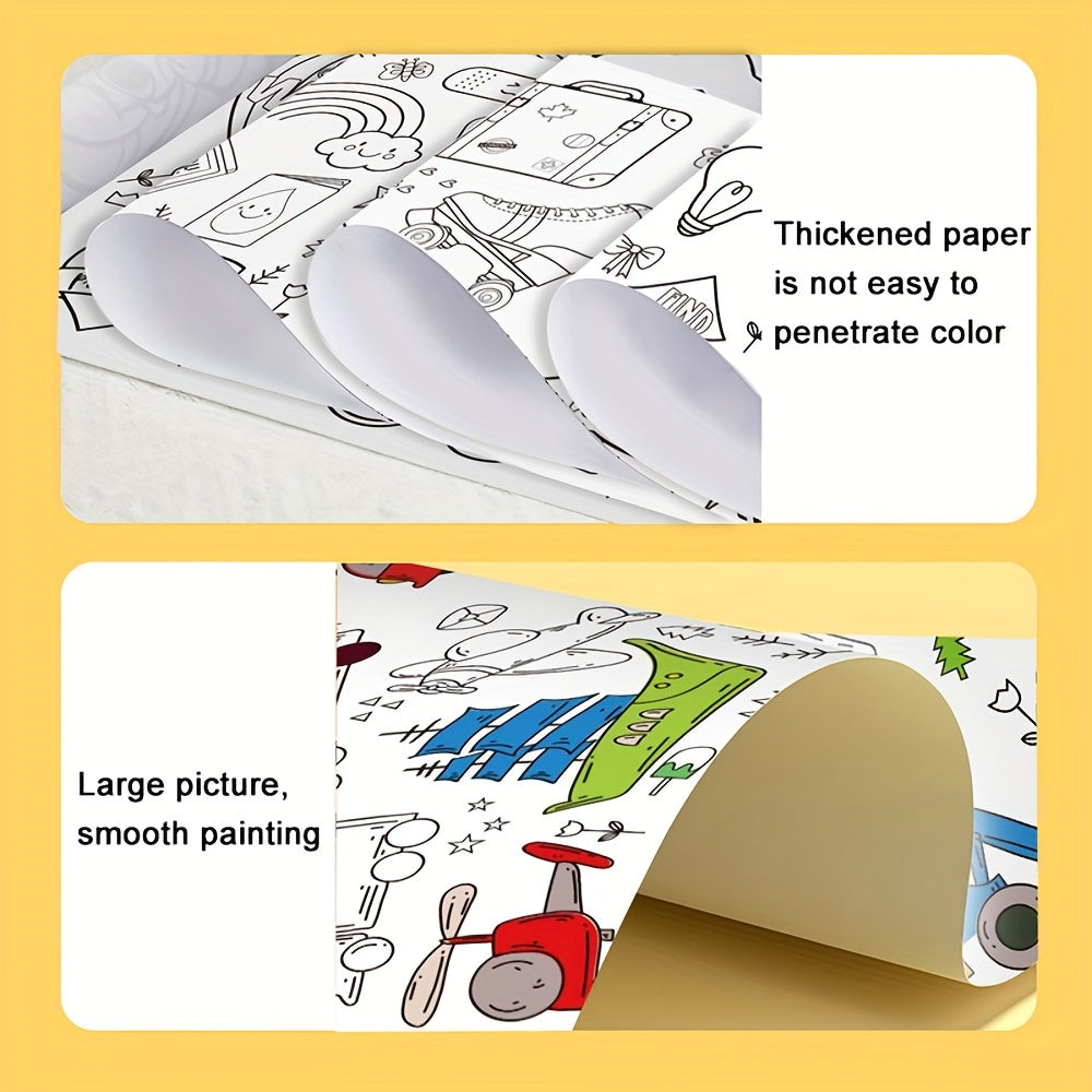12pcs Colored Paper Tablecloth 30 DIY Scroll Stickers For Kids Birthday