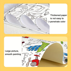 12pcs Colored Paper Tablecloth 30 DIY Scroll Stickers For Kids Birthday
